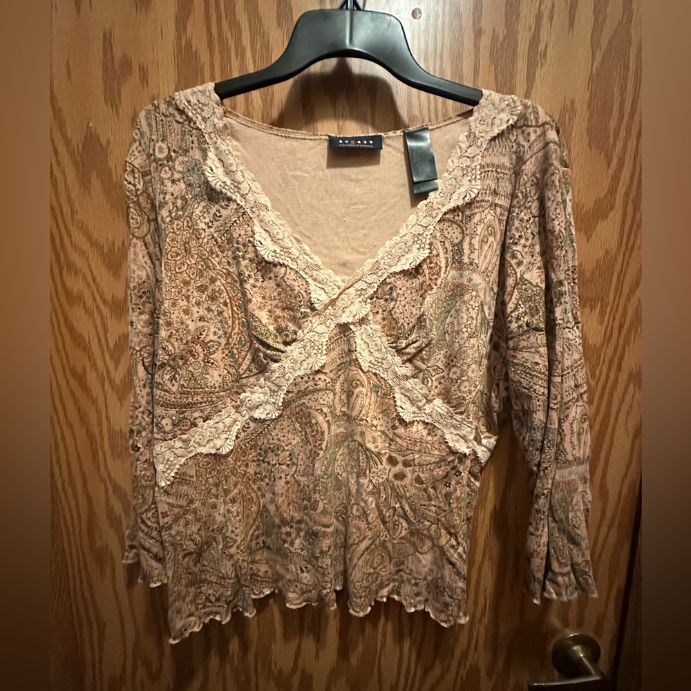 Vintage Axcess Paisley Lace Blouse (3/4 Sleeve)